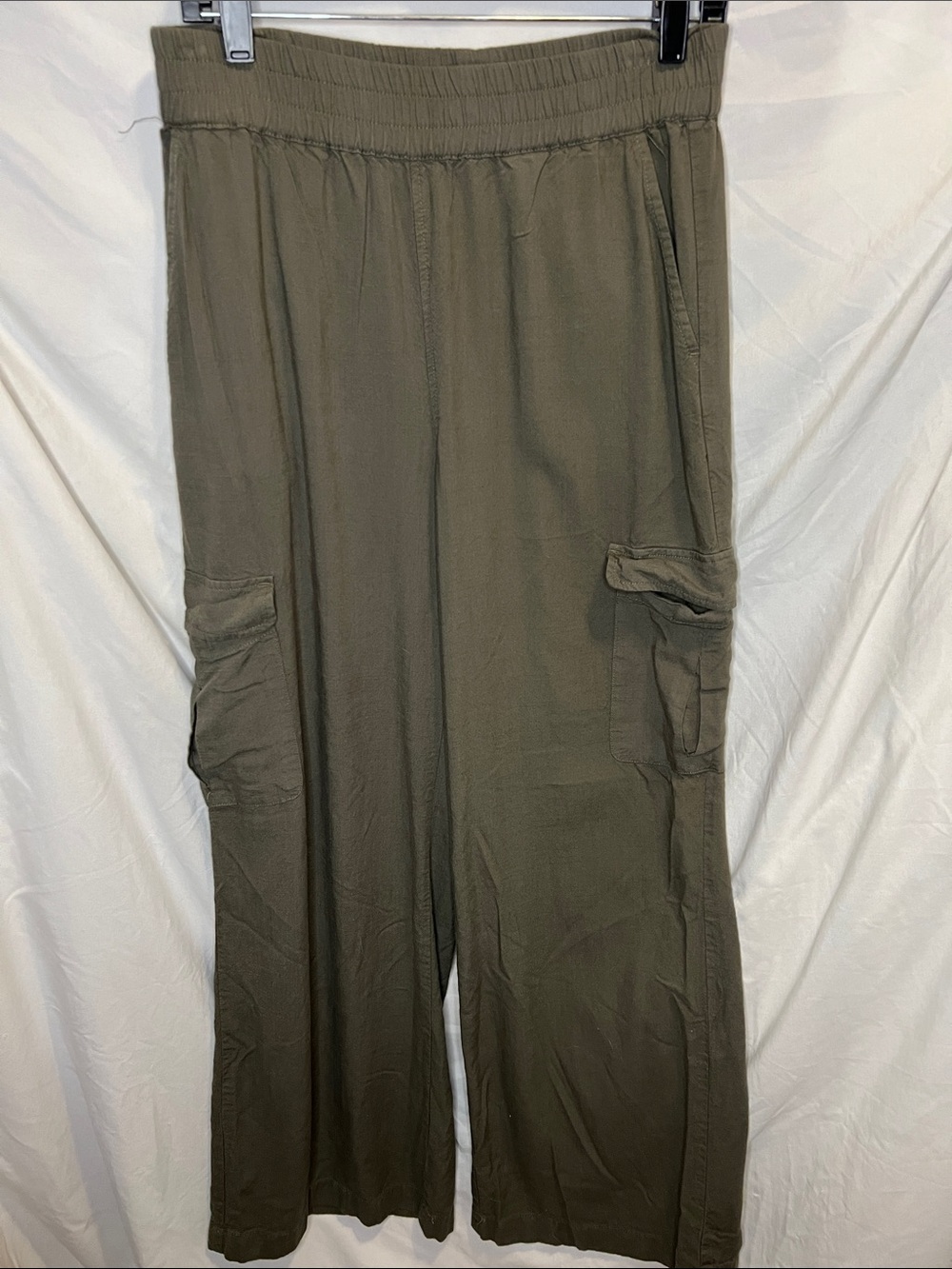 Marine Layer Olive Green Wide Leg Cargo Pants Utility Pull-On - Picture 3 of 10